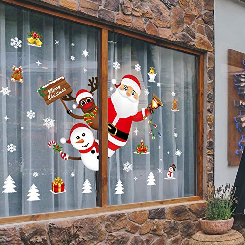 N/A Vinilos navideños para Ventanas DIY Pegatinas de Ventana de Navidad Papá Noel Muñeco de Nieve Reno Decoración para escaparate Puerta