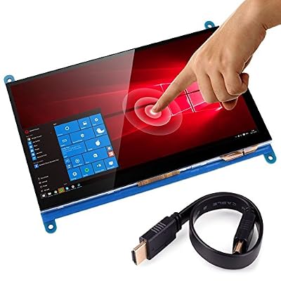 Kuman 7 Inch Capacitive Touch Screen TFT LCD Display HDMI Module 1024x600 for Raspberry Pi 3 2 Model B and RPi 1 B+ A BB Black PC Various Systems SC7B