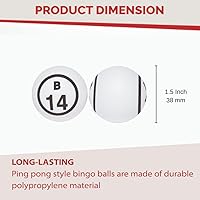 Vista 2 de MR CHIPS Bolas de bingo profesionales de 1.5 pulgadas (1.496 in), color blanco, doble número, bolas de repuesto estilo ping pong para jaulas