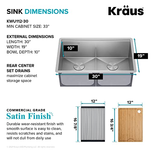 Kraus Kore 30 Inch Undermount Workstation 16 Gauge Stainless Steel Double Bowl Stainless Steel Kitchen Sink With Accessories, Kwu112-30 #TOP4