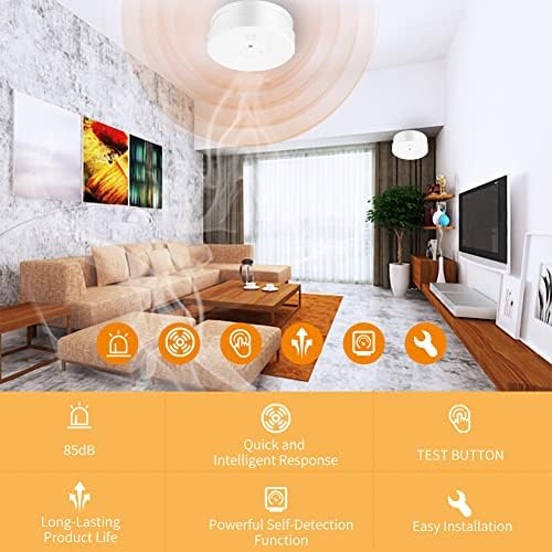 Fire Alarms Smoke Detectors with Enhanced Photoelectric Sensor,optical smoke alarm 5 Year Battery Operated for home and office
