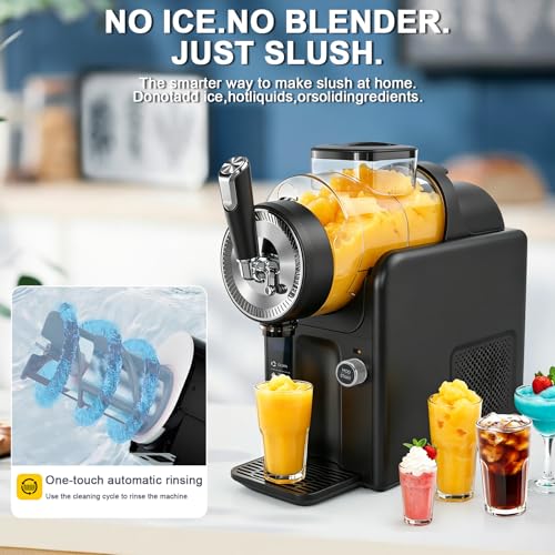 Image of Slushie Machine for Home, No Ice Needed Slushy Machine & Frozen Drink Machine, 6 Presets, Real-Time Temp Display, Auto-Clean Slushy Maker Machine for Margaritas, Frappes, Milkshakes, Party Size（Black）