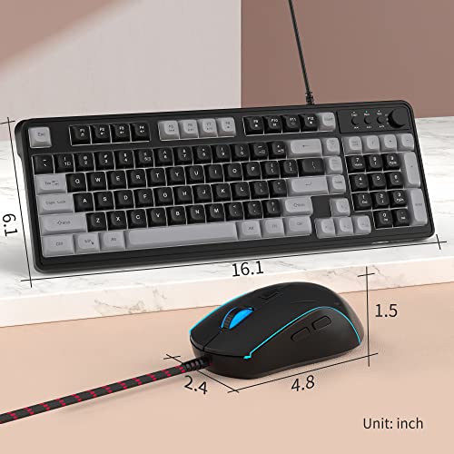 Rgb Gaming Keyboard And Mouse Combo,Magegee Gk980 Wired Backlit Keyboard And Black Gaming Mouse Combo,Pc Keyboard And Adjustable Dpi Mouse For Pc/Loptop/Mac(Grey Black) #TOP1