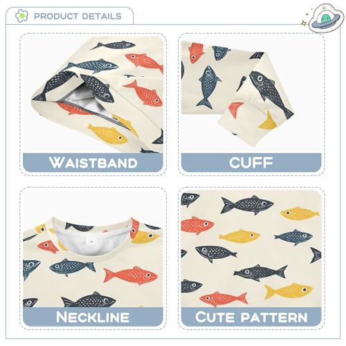 JUNZAN Retro Colorful Fishes Little Boys Sweatshirt Hoodie Long Sleeve Hoodies for Girls Athletic 4T3