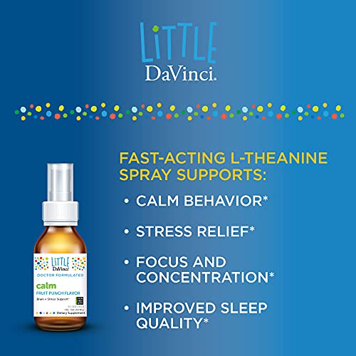Little Davinci Calm - Calming Supplement For Kids* - Supports Relaxation, Focus And Alertness* - With Green Tea Leaf Extract And Stevia Leaf Extract - Fruit Punch Flavor - 30 Ml #TOP3