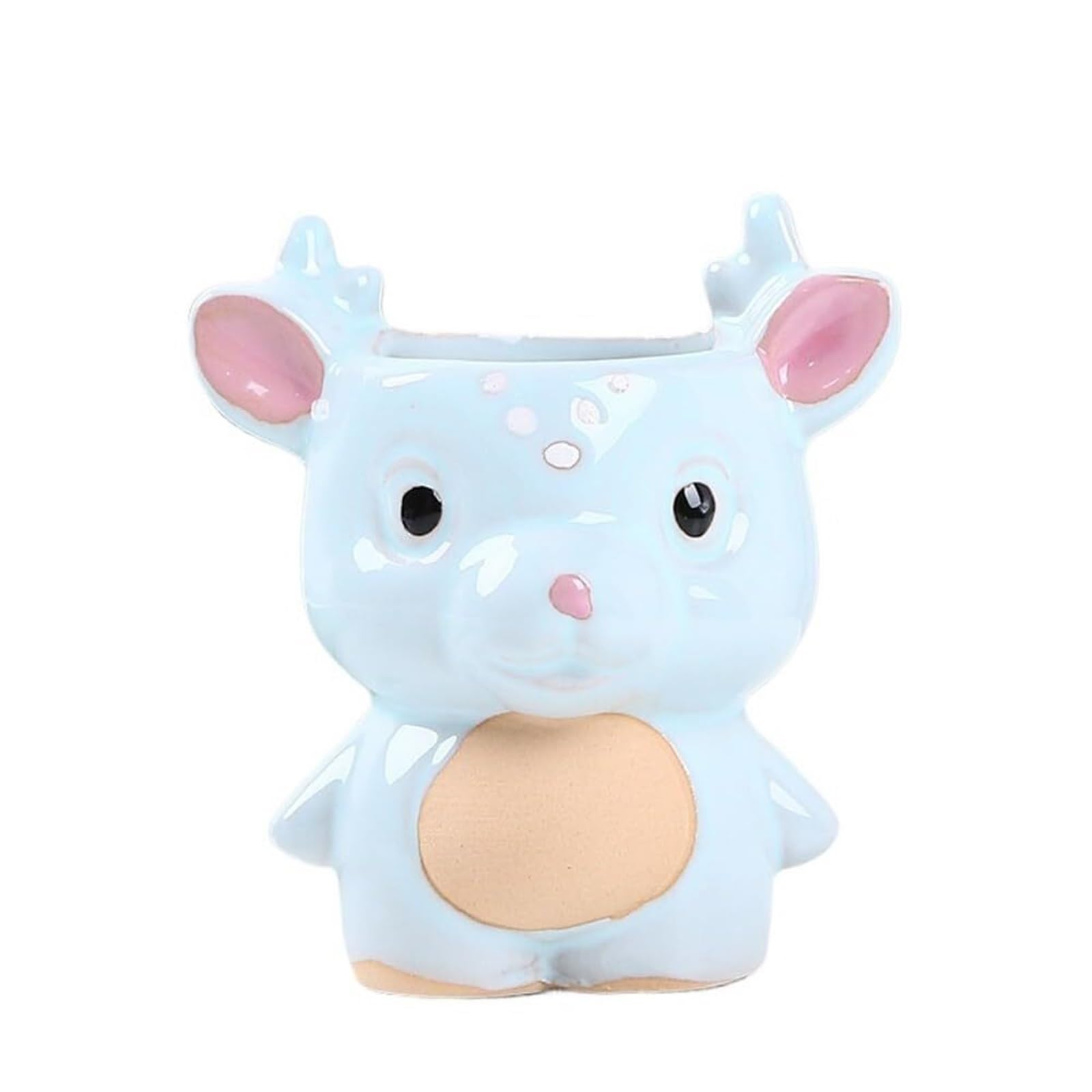 MDNIPQBAM natural Ceramic Deer Succulent Plant Pot Suitable For Herbs And Cactus Containers for garden(F)