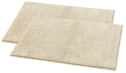 ZOLLNER 2er Set Badematte, Badvorleger, rutschfest, 50x80 cm, beige