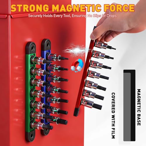 Image of 21-Piece Allen Bit Socket Set, 3 /8 inch Drive Hex & Torx Socket Set with Magnetic Sockets Organizer Rail, S2 Steel Bit & Chrome Vanadium Steel Sockets for Professional Garages Workshop