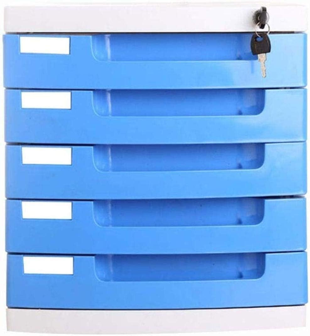 Schedario a 5 cassetti con serratura, | Schedario con serratura for ufficio, casa, organizer for cartelle sospese A4, 11,6 x 15,5 x 12,7 pollici,(Blue)