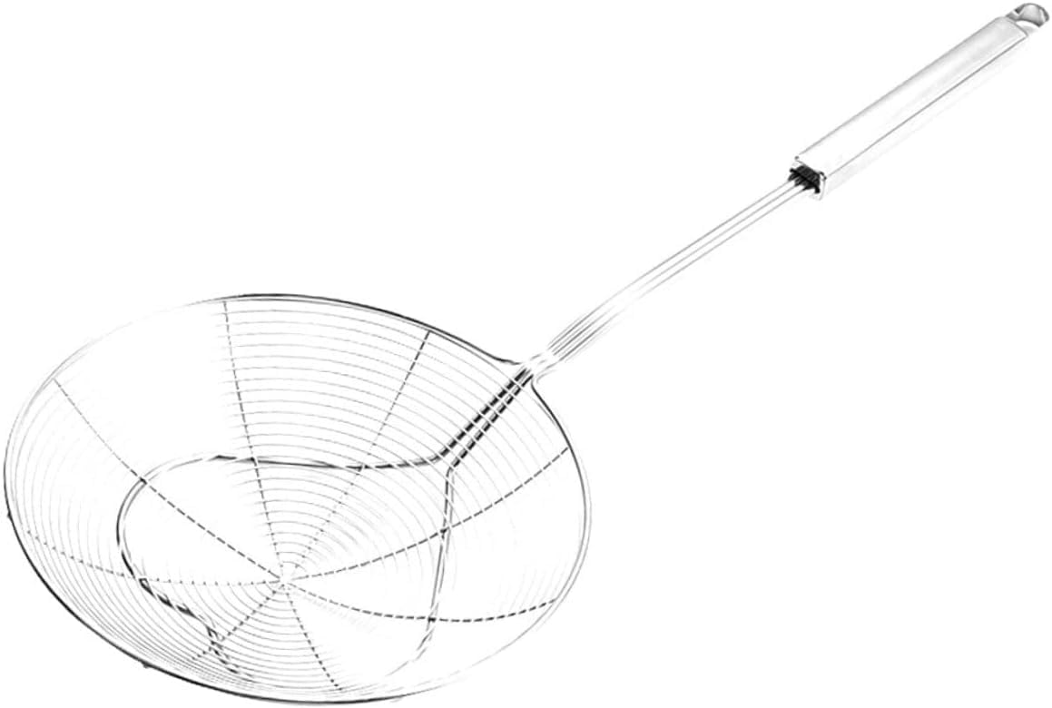 Colador de pasta de fideos de alta resistencia con cuchara de malla fina para el hogar