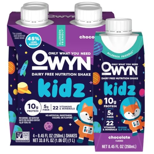 OWYN Dairy Free 10g Protein Shake for Kids, Chocolate Flavored, 4 Ct