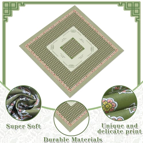 Hillsuren Mahjong Tablecloth 55" x 55" Polyester Square Instructional Design with Rules for Family Game Night Party Favor Supplies (Green Block Print) by Hillsuren - Used condition - Image 3