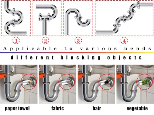 5 Stück Abflussreiniger Spirale 120 Inch Rohrreinigungsspirale Spirale Abfluss Rohrreinigung Abflussspirale Rohrreiniger 80Inch Abflussbürste Rohrreinigungsbürste für Küche Badezimmer Waschbecken
