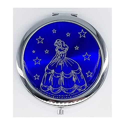 RBN 12PCS Quinceanera Compact Round Hand Mirror Design with Organza Gift Bag (Royal Blue/Silver)