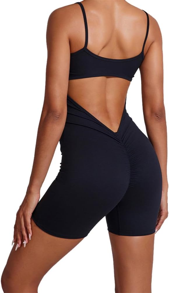 SEAUR Combinaison Sport Sans Couture Femme Jumpsuit de Yoga Scrunch Butt Dame Combinaison Bodycon Dos Nu Gym Sports Yoga Club S
