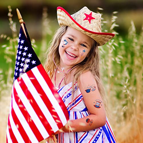 Adxco 144 Pieces 4Th Of July Temporary Tattoos Stickers 6 Sheets Independence Day Temporary Tattoo American Flag Red White And Blue Tattoos Patriotic Party Favors Supplies Usa Party Decorations #TOP6