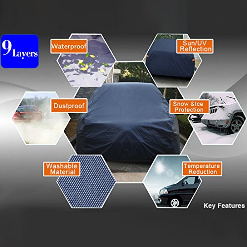 uxcell 3XL Car Cover Waterproof All Weather for Car, Full Car Cover Rain Sun Protection Universal Fit for Sedan 490 x 180 x 160cm