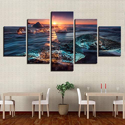 Impression sur toile intissée 5 pièces mer et décoration murale HD photo salon sans cadre