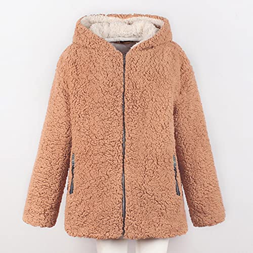 Rongxi Women's Winter Hoodie Coat Fleece Loose Overcoat Warm Long Sleeve Zipper Solid Outwear Casual Jacket Women (Beige, S) #TOP7