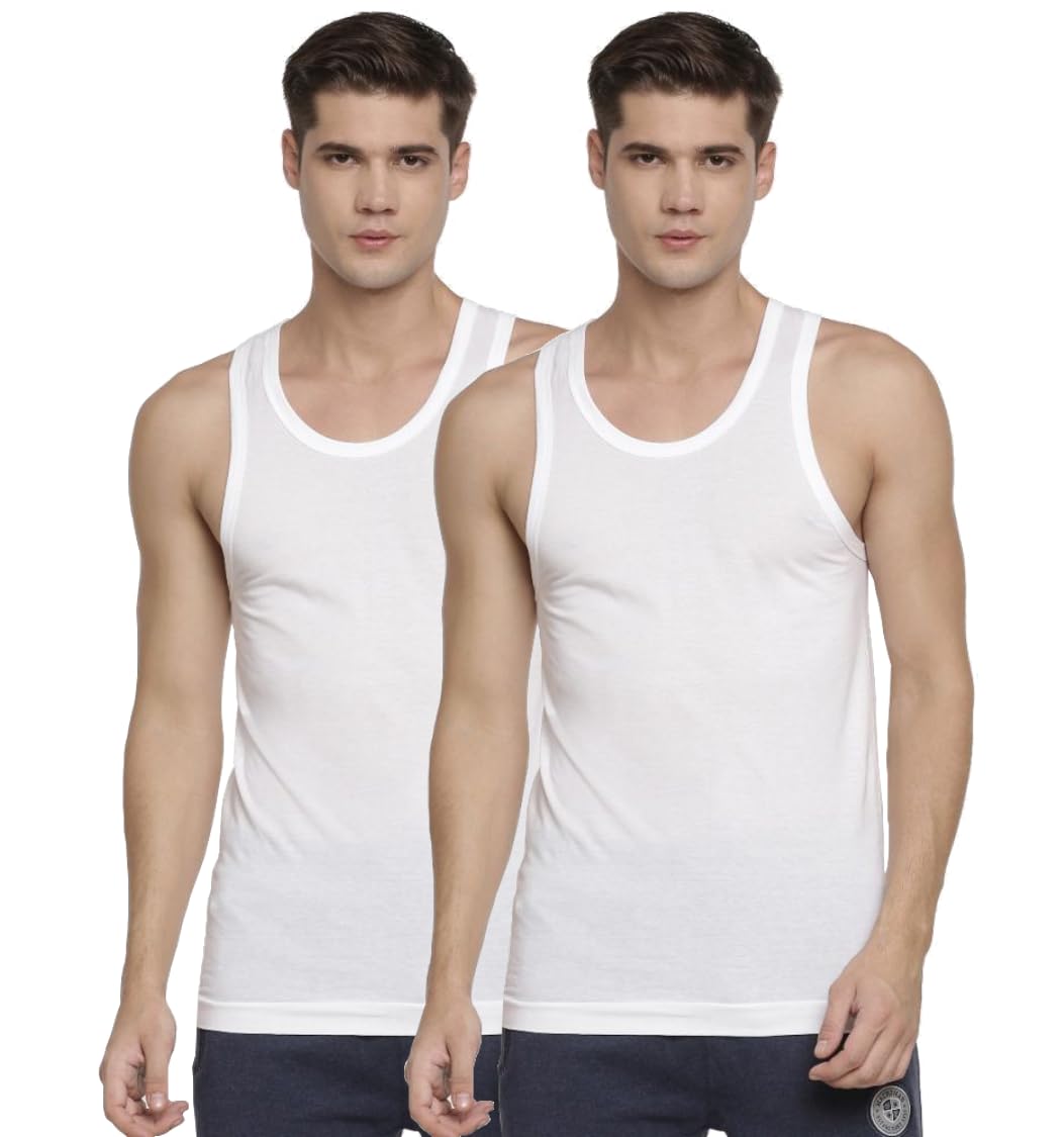 macroman m-series Exuber Fine Vest for Men|100% Cotton|Pack of: 2 White-picture-43