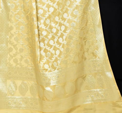 Banarasi Dupatta For Women With Light Gold Zari Work, Shawl Scarf Wrap Chunni4