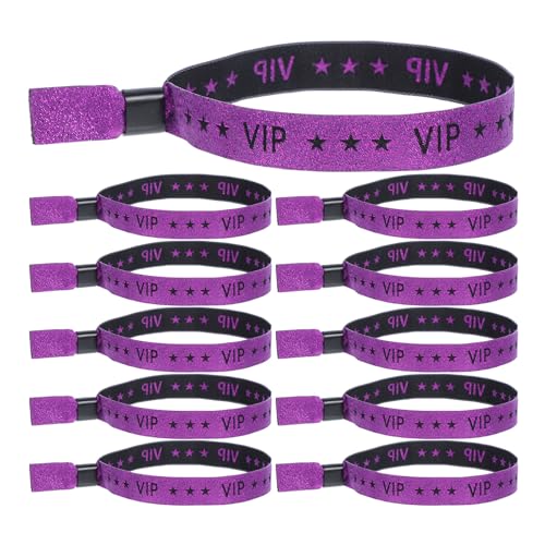 BESTonZON Pulseras Vip Moradas para Eventos y Fiestas, 20 Unidades de Tela Resistentes para Bodas, Conciertos y Festivales, Pulseras de Identificación para Check-in Rápido