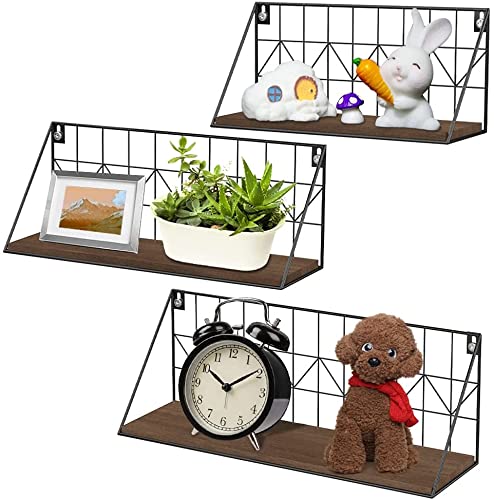 Weston Crafts Floating Shelves Wall Mounted Shelves Set of 3 Hanging Shelves Perfect for Living Room Bedroom Kitchen Bathroom