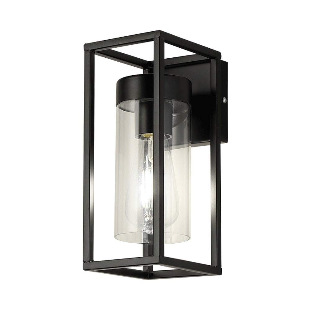 SXSCARKX Antique Wall Light Loft Rectangular Box Lamp, Industrial Retro Indoor Metal Black Finish Frame Mounted Transparent Glass Lantern Sconce Hallway Washer Lighting Fixture E27 Edison n