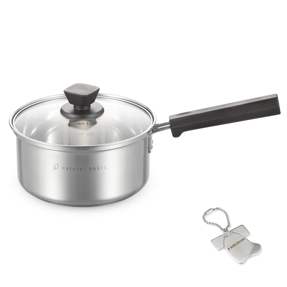 J-kitchens 片手鍋 便利な メモリ付き 18cm ガス IH対応 オリジナルタグ付