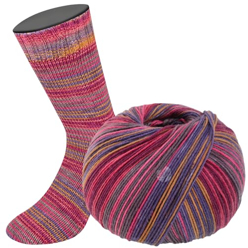 LANA GROSSA Meilenweit Seta | Sockengarn mit Seidenanteil, waschmaschinenfest | Handstrickgarn 55% Schurwolle (Merino), Polyamid, & Seide | 100g Wolle zum Stricken & Häkeln | 400m Garn FB3262