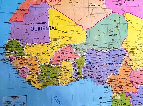 MAPA/POSTER DA ÁFRICA - CONTINENTE AFRICANO - DIMENSÕES: LARGURA 89 CM X ALTURA 117 CM