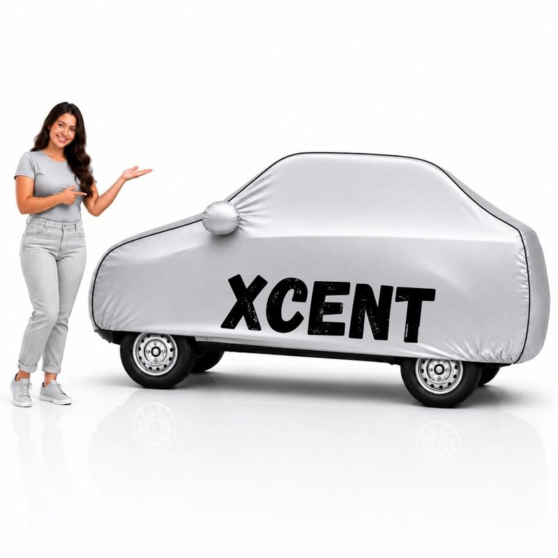 Image of Long-Life 100% Waterproof Xcent Car Body Cover for Dust & Rain, Compatible with All Models of Xcent Car Cover, Comes with Bird Droppings, Scratch, UV and Paint Protection - Silver
