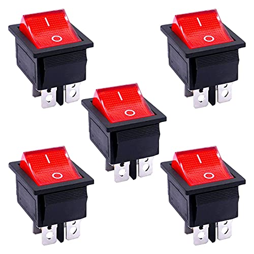 Interrupteur de position ON OFF rouge DPST 4 broches pour rénover vos lampes d'atelier