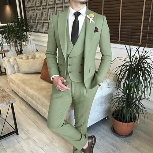 Men's 3 Pieces Suit Elegant Solid One Button Slim Fit Single Breasted Party Blazer Vest Pants Set4