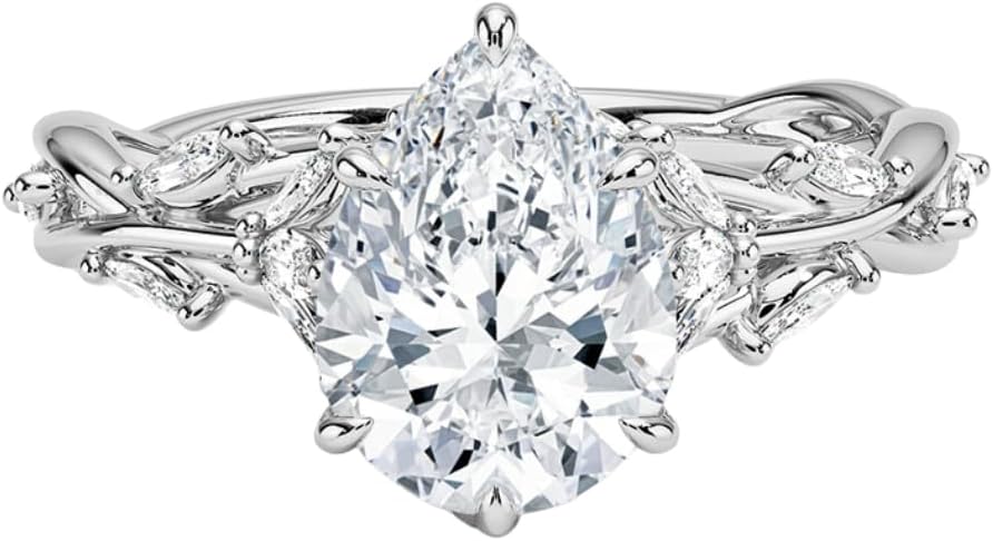 1 | 1.5 | 2 Ct Moissanite Engagement Ring 10k 14k 18k Gold & 925 Sterling Silver Leaf Style Moissanite Ring Christmas Gift For Women