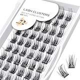 Lash Clusters D Curl 16mm DIY Lash Extensions 72 Clusters Lashes C D Curl Wispy Volume Lashes Eyelash Clusters Extensions Individual Lashes Cluster DIY at Home (B36,D-16mm)