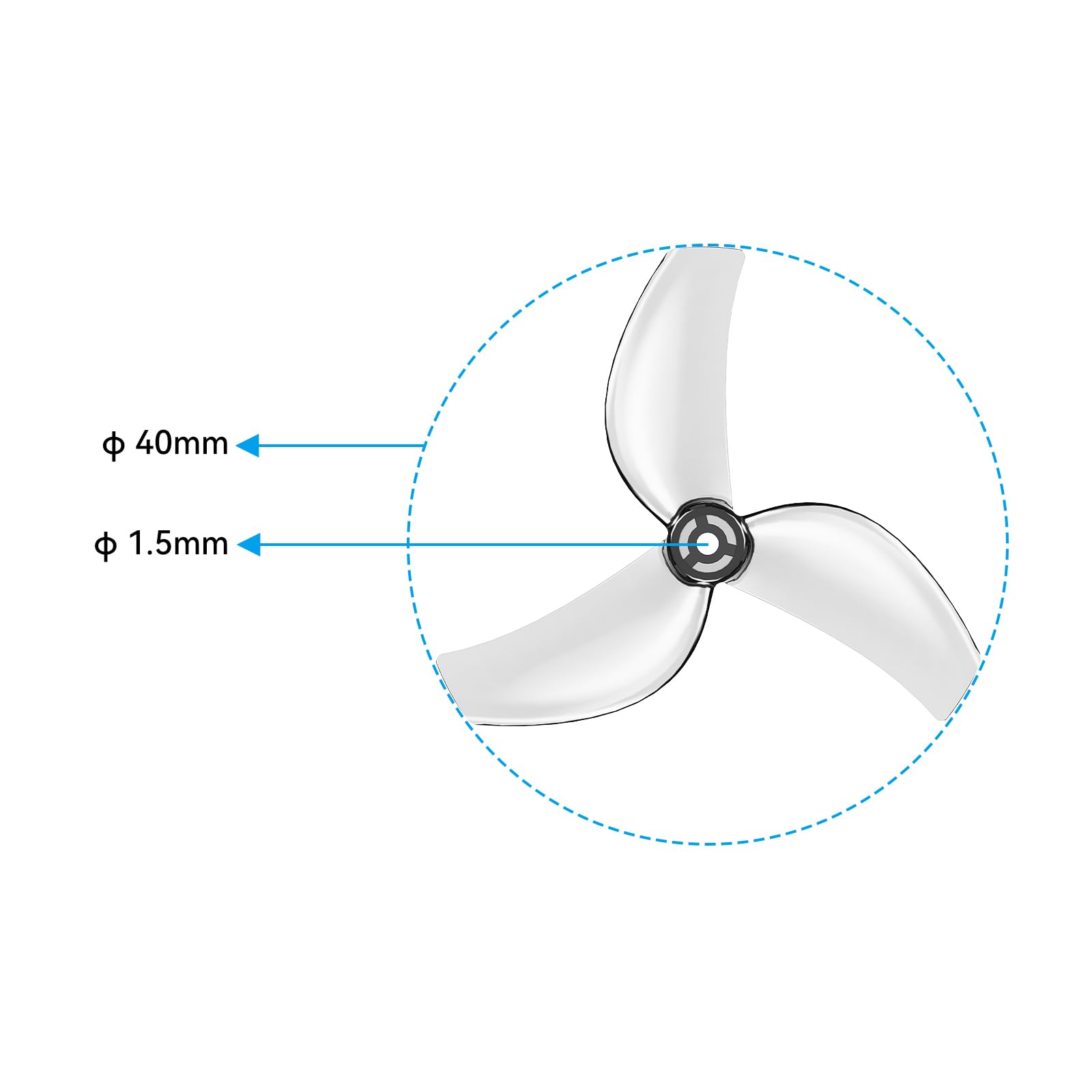 BETAFPV Gemfan 1611 40 mm 3-Blade Propellers with 1.5 mm Shaft Hole, Strength Lightweight for 1102,0802SE Brushless Motors - Image 3