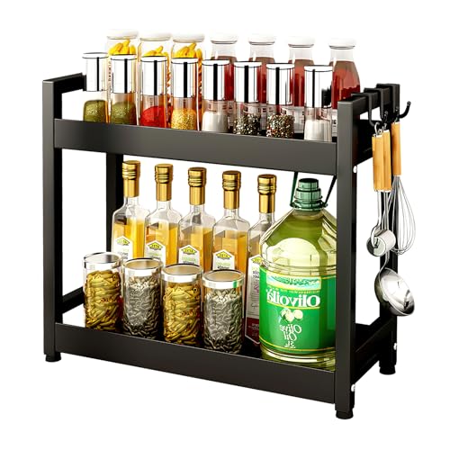 2 Niveles Especiero de Cocina, Organizador Especias 41*14*35.5cm, Organizador Encimera para Cocina Capacidad Máxima de Carga 30 kg, para Condimentos, Especias,para Cocina Armarios Baño y Hogar