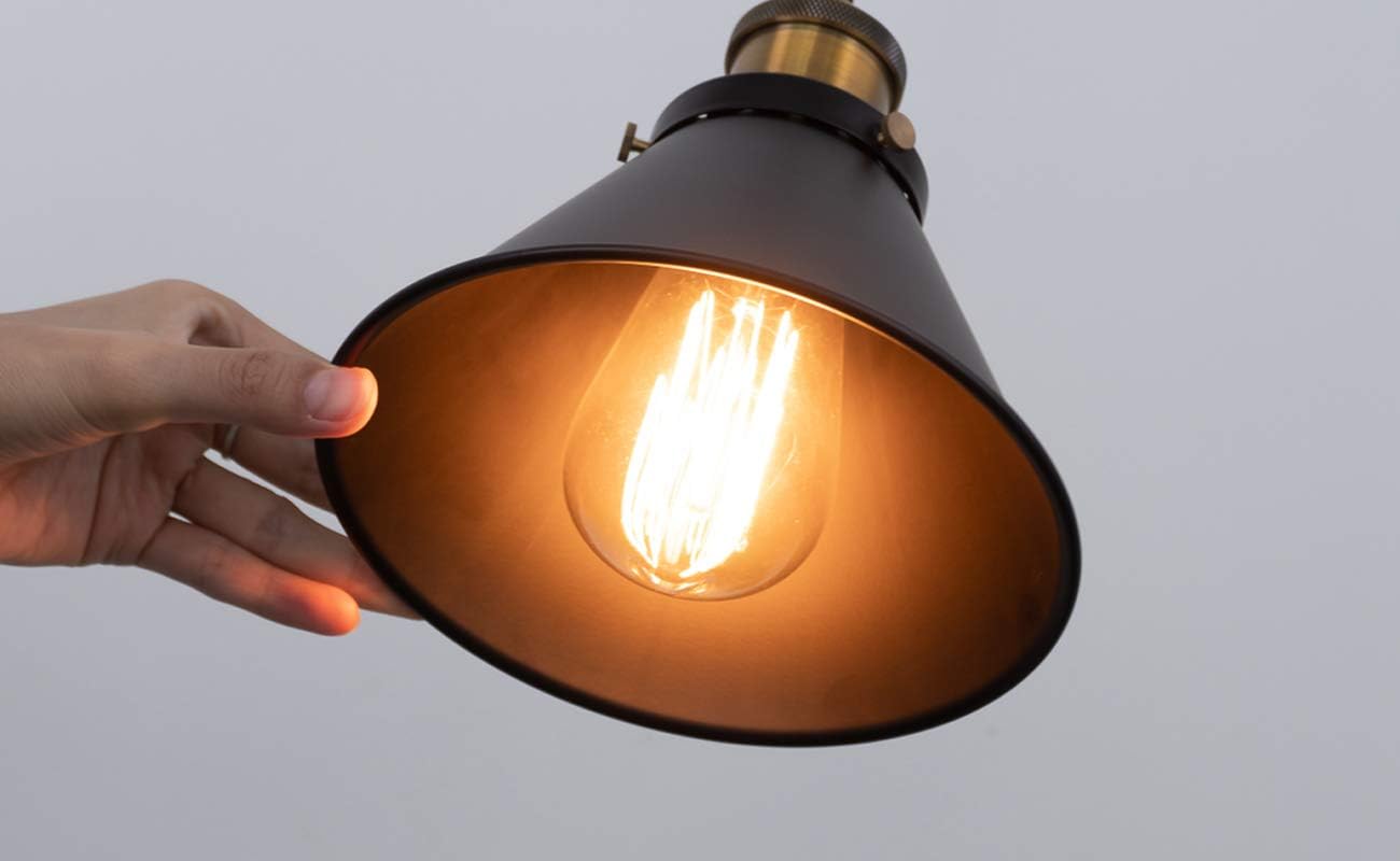 L-Type Track Lighting Pendants Restaurant Retro Black Iron Lampshade with Gold Bronze E26 Socket Lightolier Compatible Track Light 3.2 ft Industrial Customizable Rustic Cottage Style