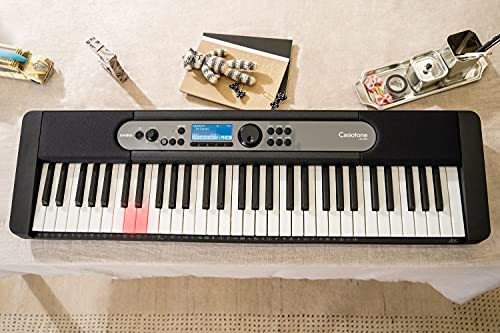Casio LK-S450 CASIOTONE Top Leuchttastenkeyboard mit 61 anschlagdynamischen Tasten im Piano-Look mit 600 Sounds und 200 Begleitrhythmen, Mikrofoneingang, schwarz