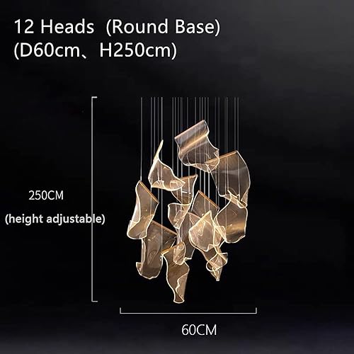 Miniatura 10 de CFLNYC Lámpara de araña LED moderna para decoración de sala de estar, iluminación colgante dúplex giratoria dúplex, lámpara colgante de escalera de