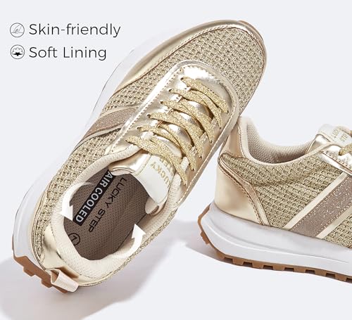 LUCKY STEP Women Platform Walking Shoe Fashion Retro Classic Casual Trainers Braided Rhinestone Sneakers Tennis Running Walking Shoes3