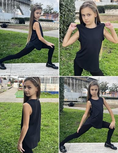 Image of Zaclotre Girls Athletic Tank Tops High-Low Hem Loose Fit Summer Top Kids Sleeveless Sport Shirts 5-14 Years