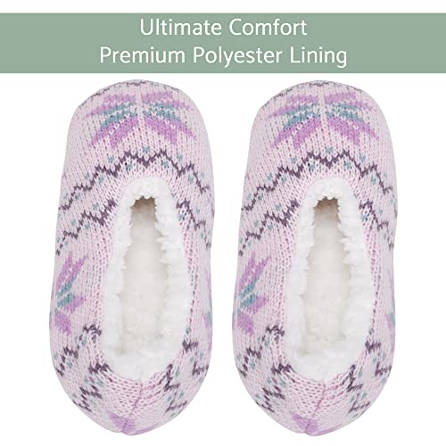 Elanze Designs Nordic Snow Womens Plush Lined Cozy Non Slip Indoor Soft Slippers2