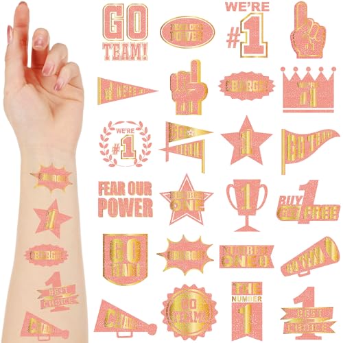 Landhoow Gold Orange 240 Pcs School Spirit Tattoos Football Spirit Item
