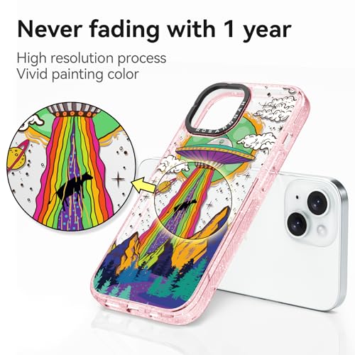 Coque rose pailleté iPhone 15 Rosarnnah protection rigide