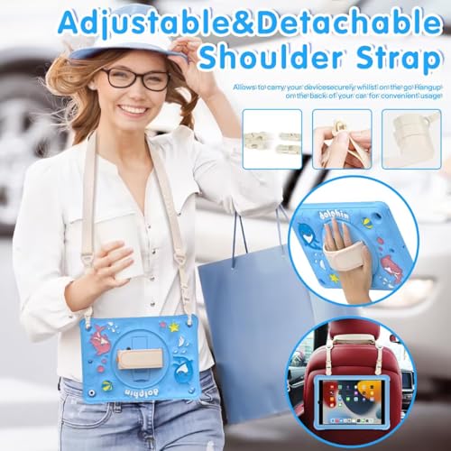 Coque iPad 9 8 7 Génération Protectrice pour Enfant avec Support Antichoc Bleu - 6