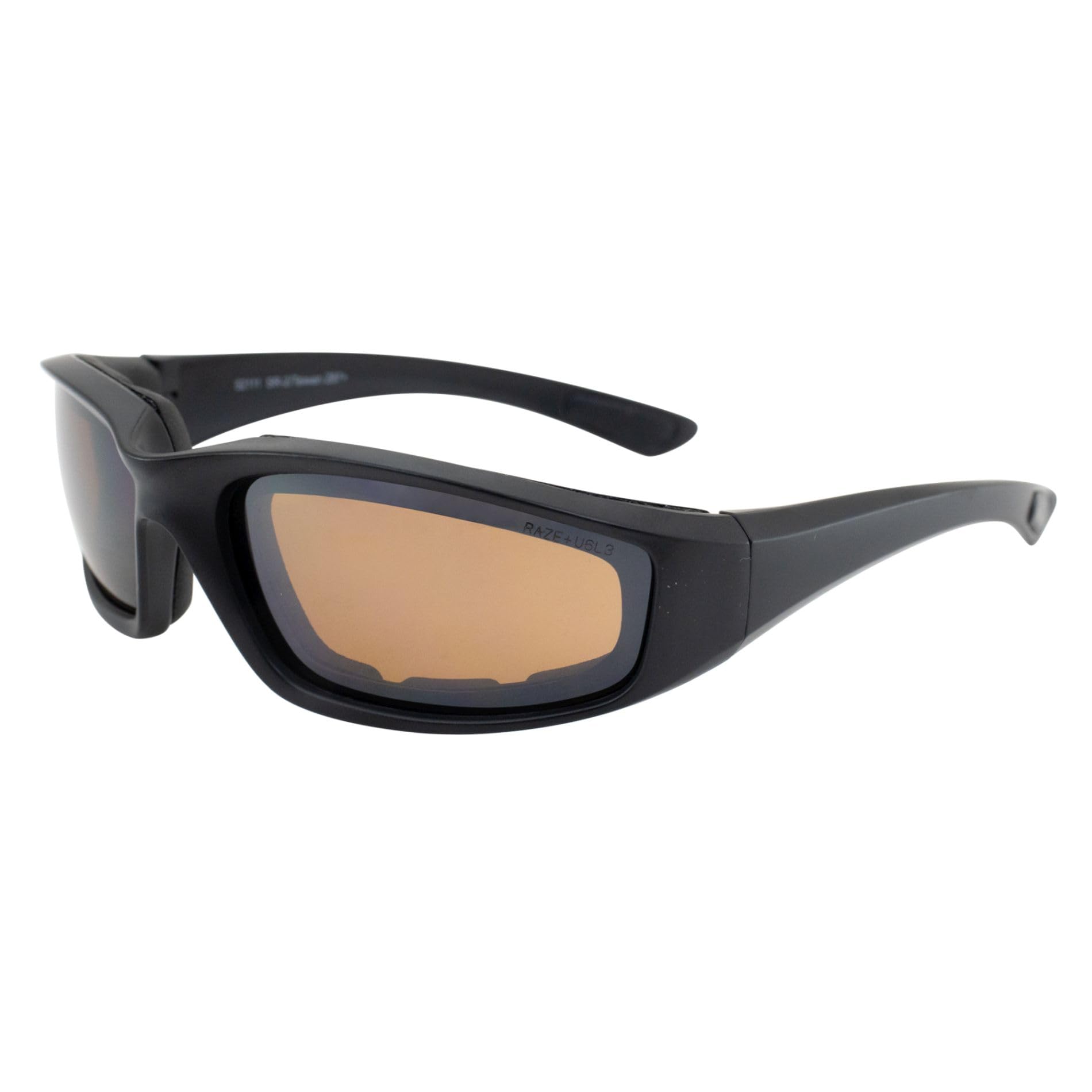 Raze Eyewear Padded Safety Motorcycle Sunglasses Black Frame High Definition (HD) Lenses SR-2 ANSI Z87