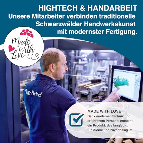 Peggy Perfect Besen mit Teleskopstiel 75–130 cm – zertifiziertes Buchenholz – robuste Kunstborsten für Glatte Böden – ergonomisch & rückenschonend – hochwertig & nachhaltig – Made in Germany
