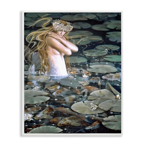 Mermaid Water Lilies Koi Pond, 24 x 30 Inch Framed Giclée Print